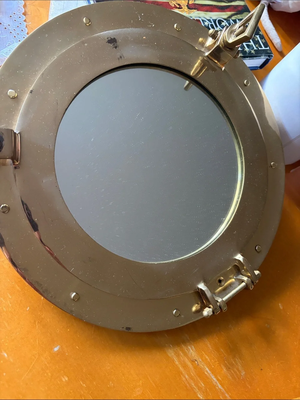 Nautical Porthole Wall Mirror in Gold Finish